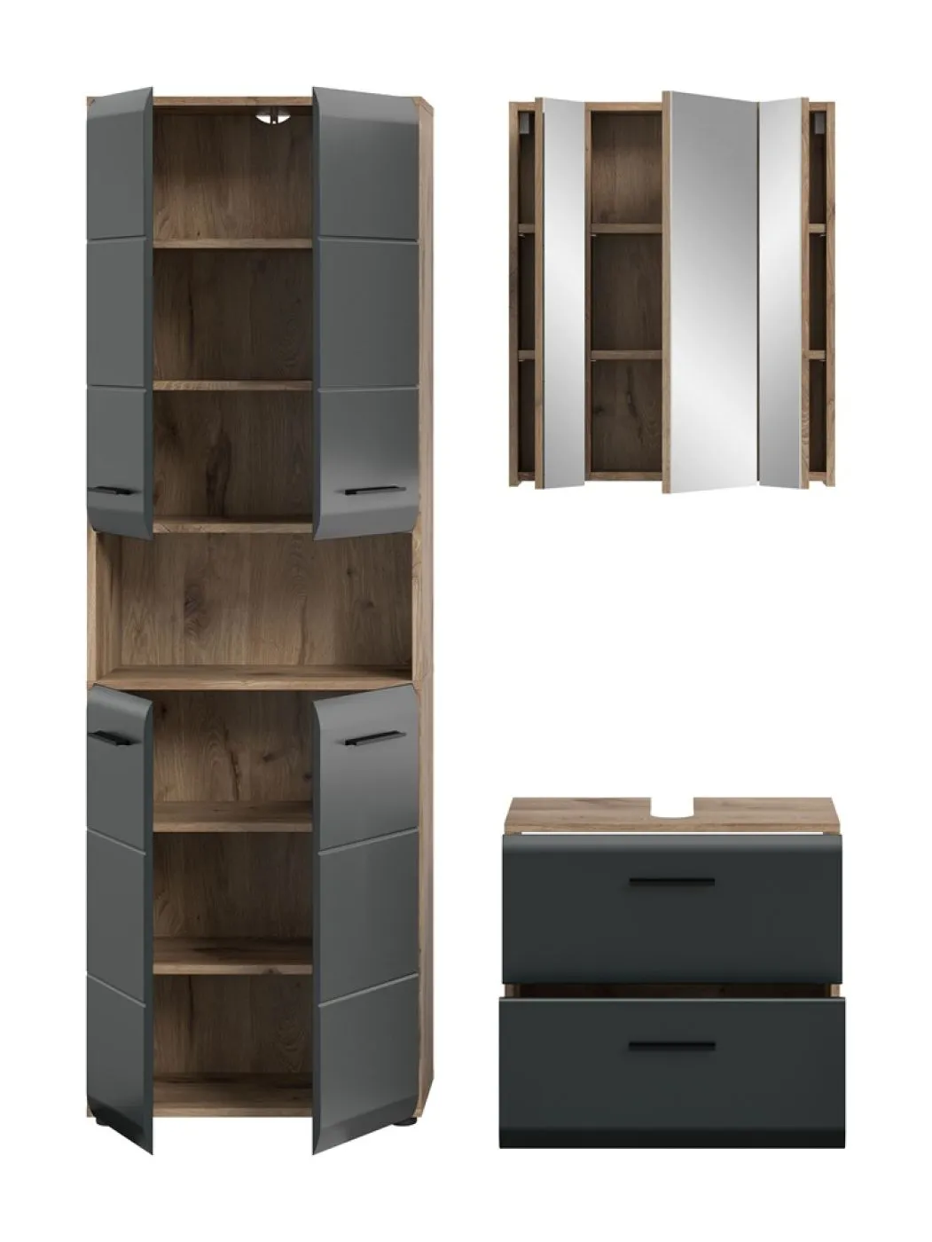 Bad Set Ice | 3-teilig | Nox Oak / schwarz matt ohne