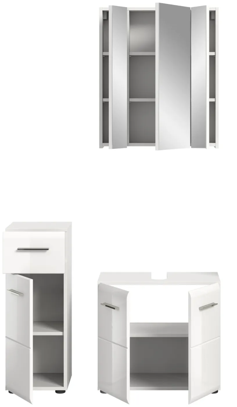 Bad Set Ice 5 | 3-teilig | weiß / weiß Hochglanz | ohne Aufsatzleuchte