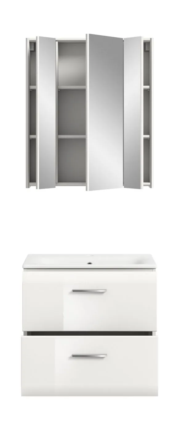 Bad Set Ice 3a | 2-teilig | weiß / weiß Hochglanz | inkl. Waschbecken