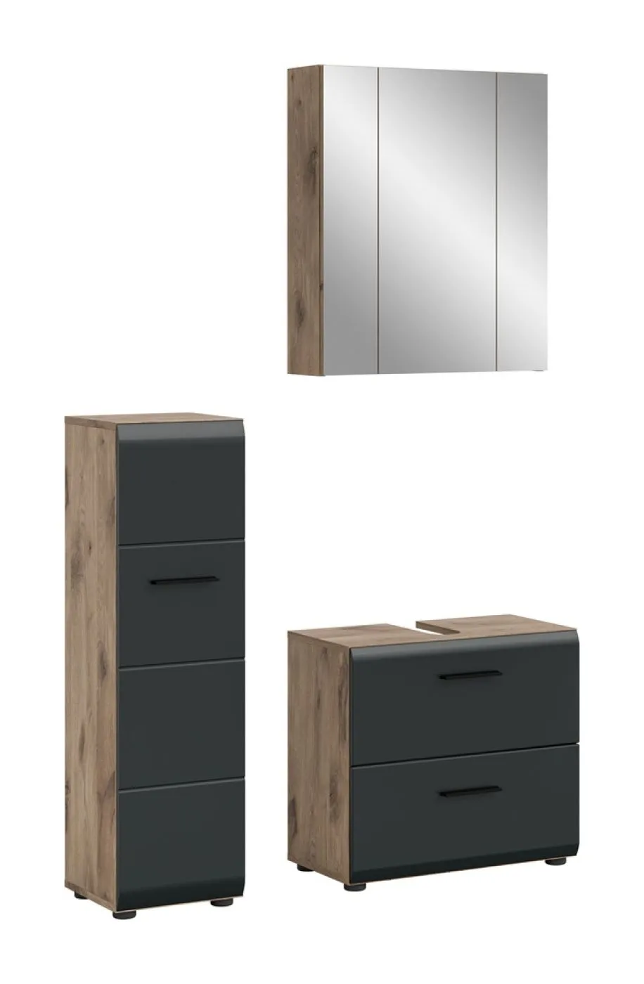 Bad Set Ice 3a | 3-teilig | Nox Oak / schwarz matt