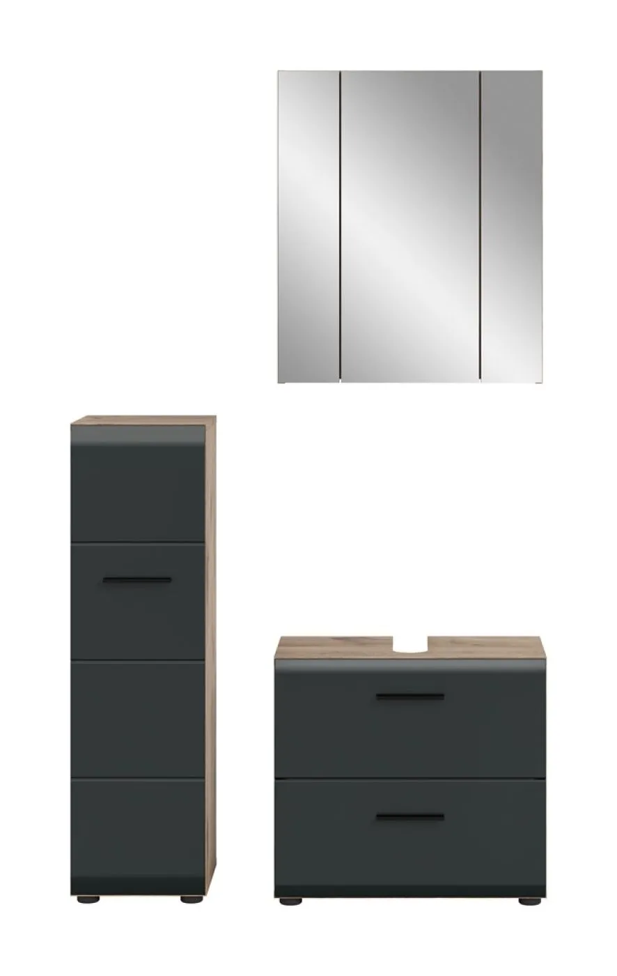 Bad Set Ice 3a | 3-teilig | Nox Oak / schwarz matt