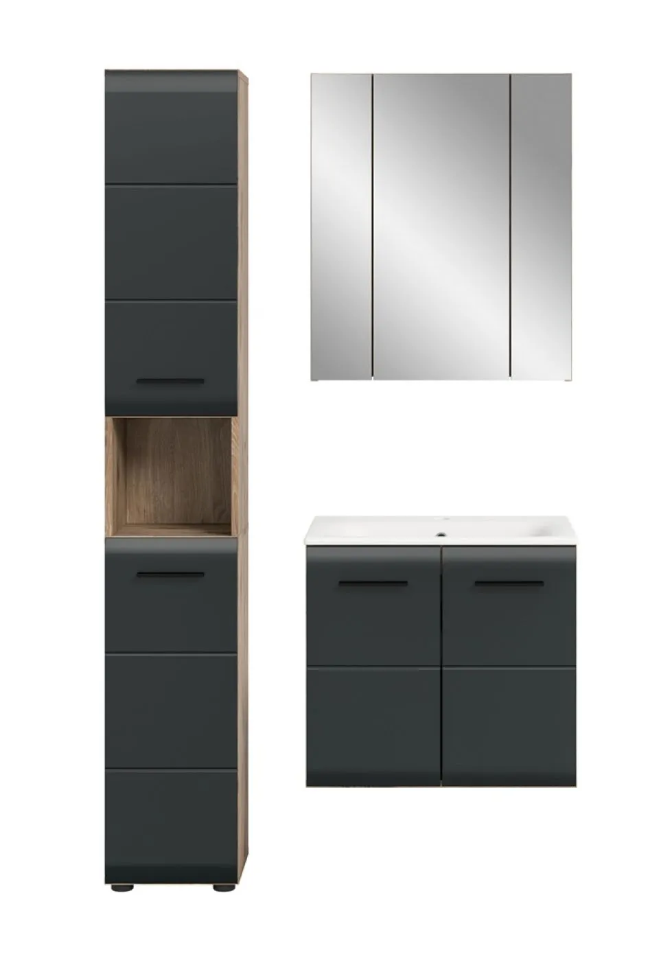 Bad Set Ice 4 | 3-teilig | Nox Oak / schwarz matt ohne