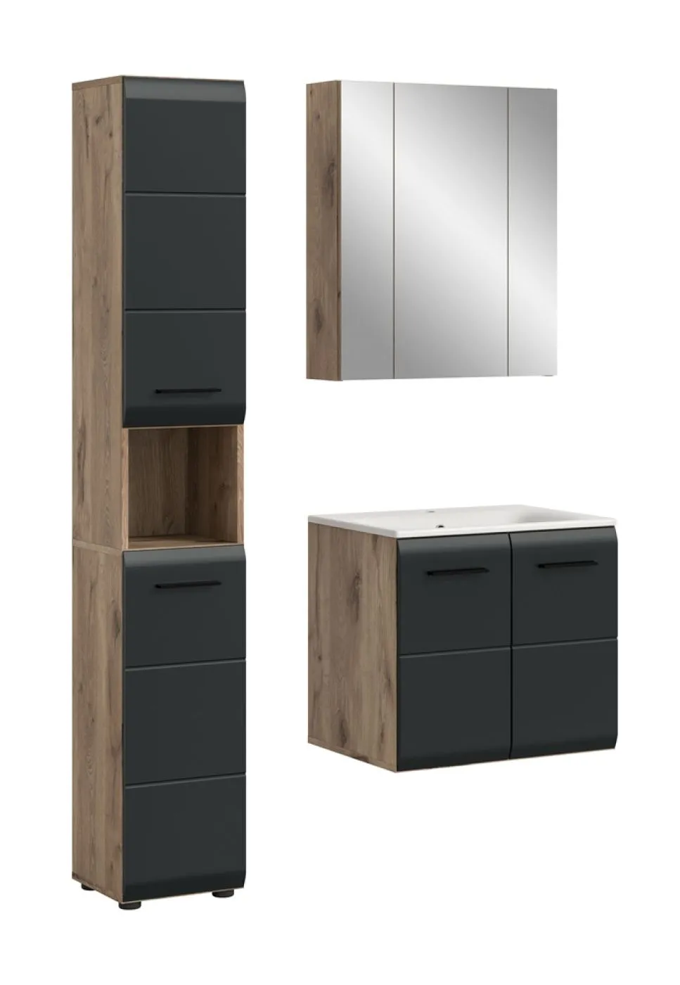Bad Set Ice 4 | 3-teilig | Nox Oak / schwarz matt ohne
