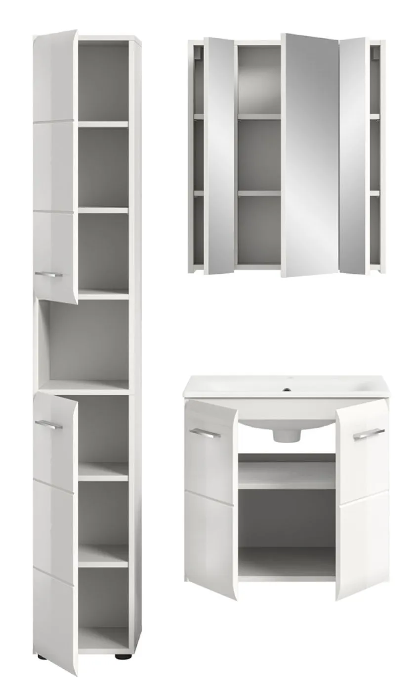 Bad Set Ice 4 | 3-teilig | weiß / weiß Hochglanz ohne Badaufsatzleuchte