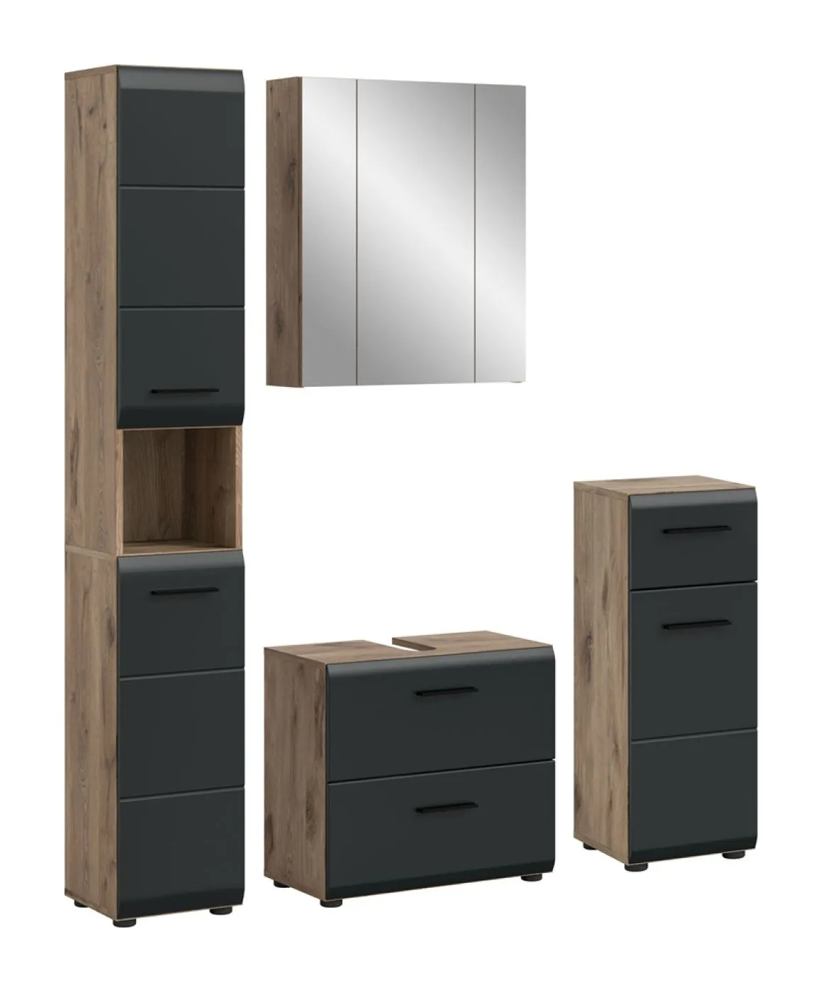 Bad Set Ice | 4-teilig | Nox Oak / schwarz matt ohne