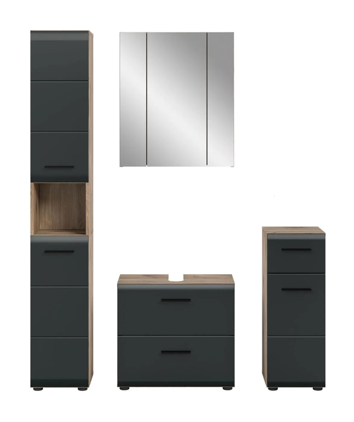 Bad Set Ice | 4-teilig | Nox Oak / schwarz matt ohne