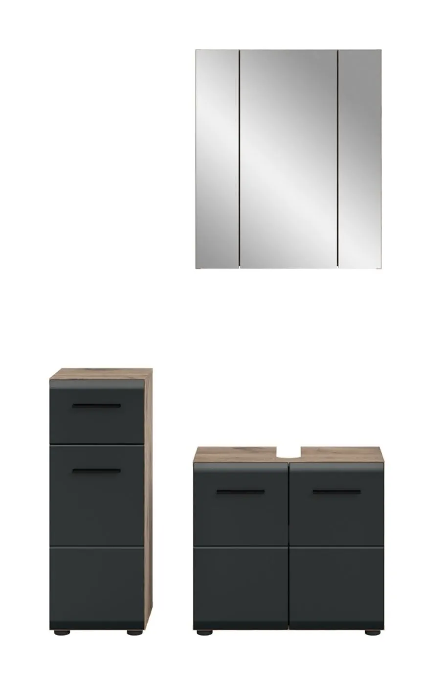 Bad Set Ice 5 | 3-teilig | Nox Oak / schwarz matt ohne