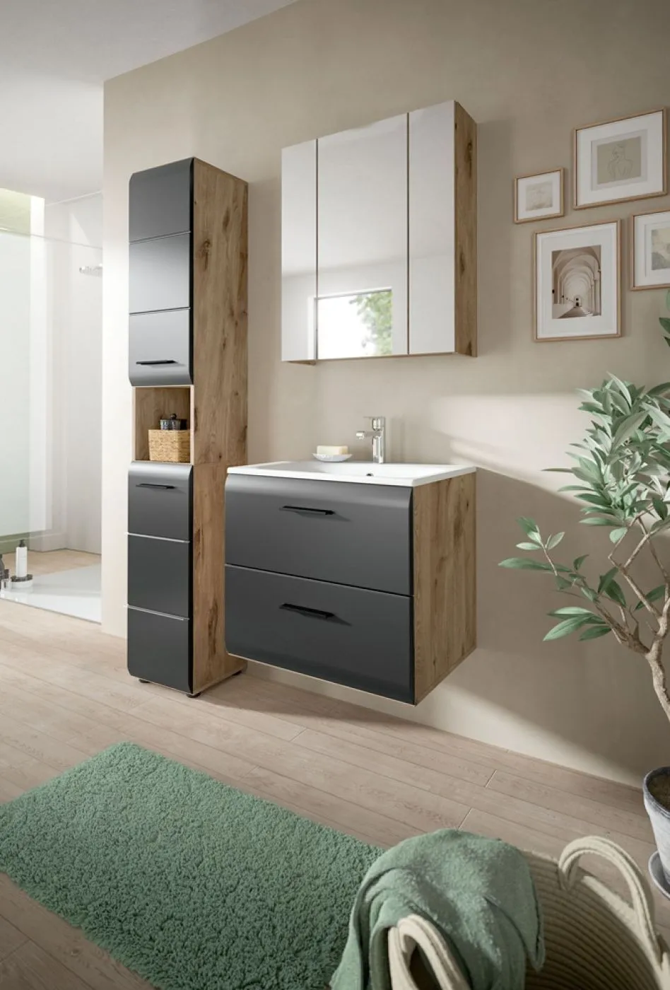 Bad Set Ice 5 | 3-teilig | Nox Oak / schwarz matt ohne