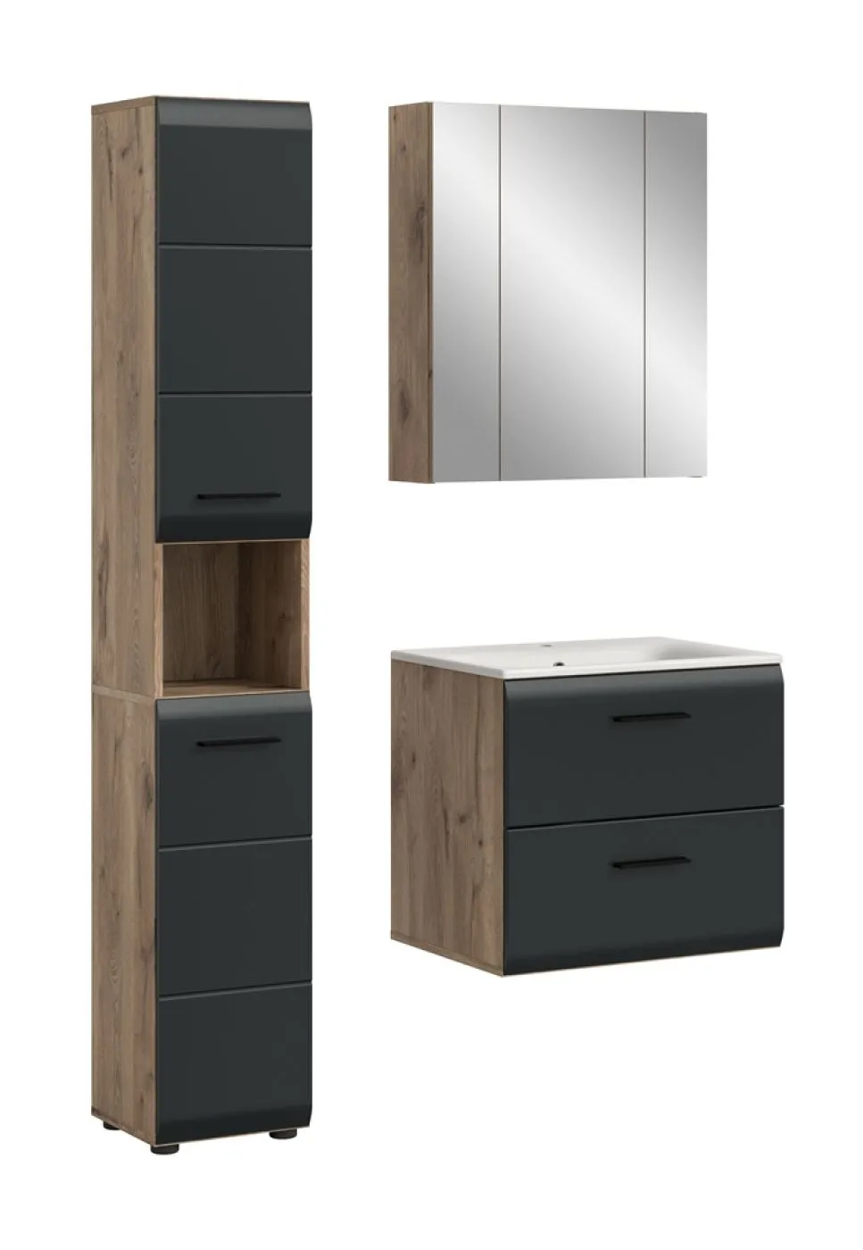 Bad Set Ice 5 | 3-teilig | Nox Oak / schwarz matt ohne