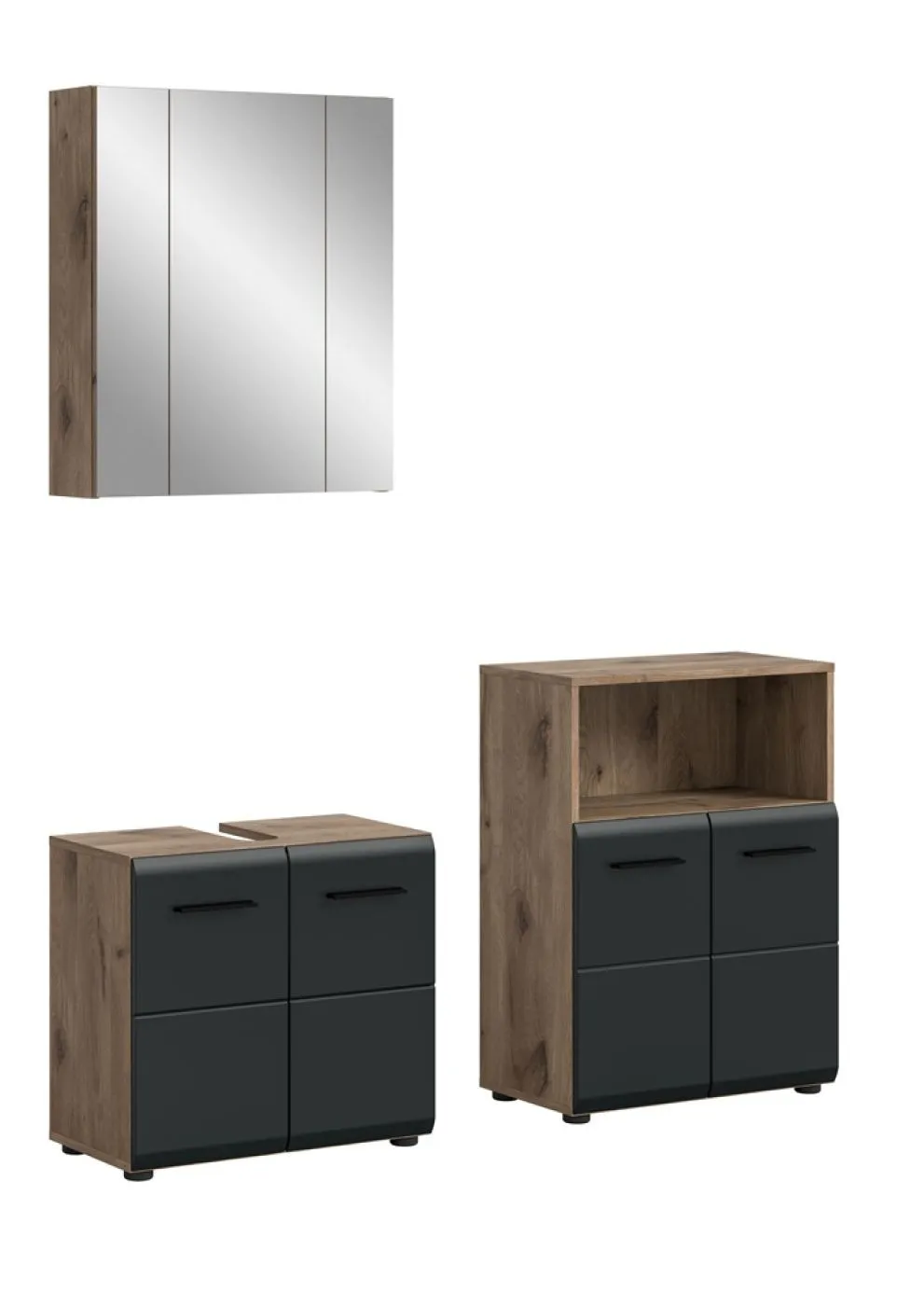 Bad Set Ice 6 | 3-teilig | Nox Oak / schwarz matt ohne
