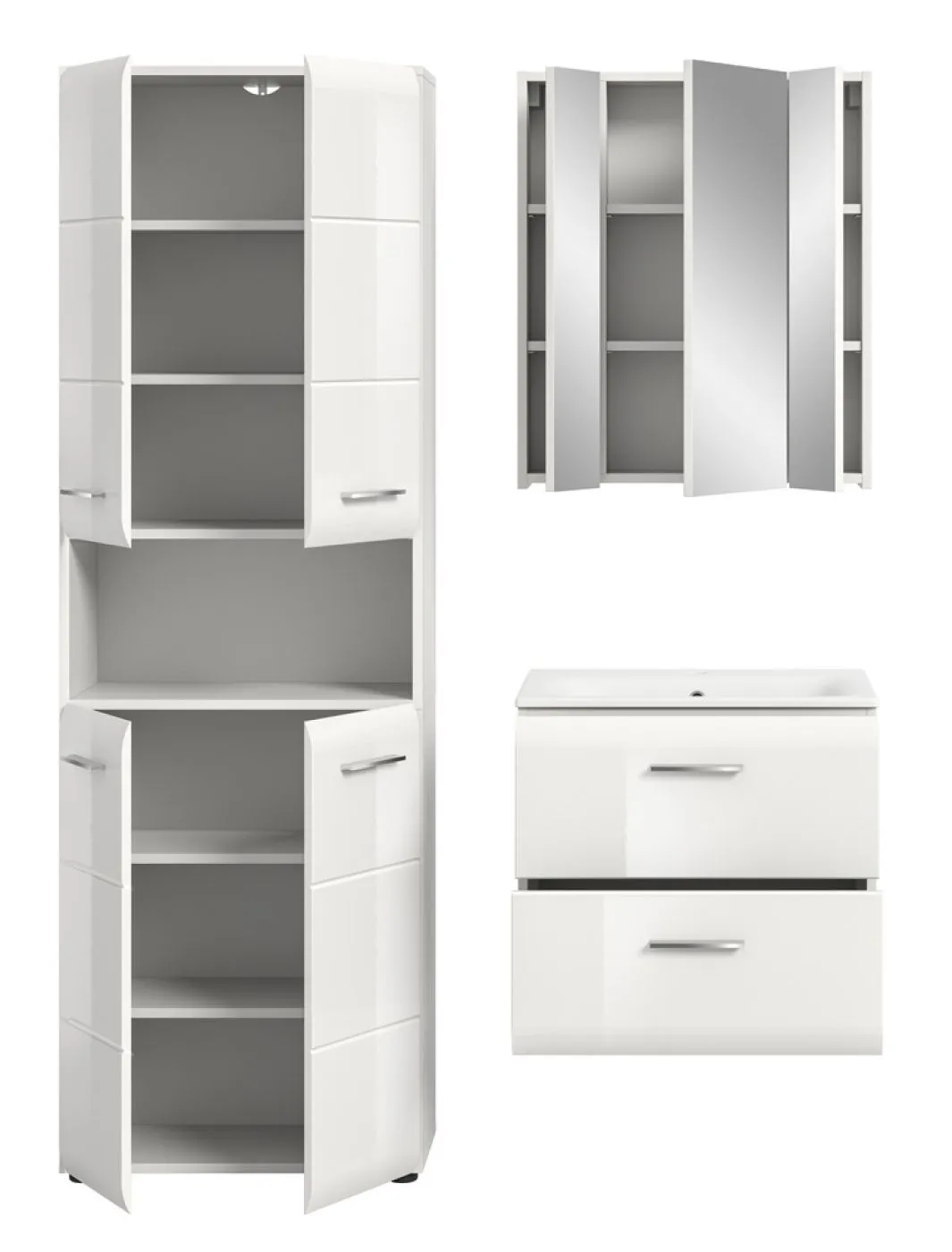 Bad Set Ice 7 | 3-teilig | weiß / weiß Hochglanz