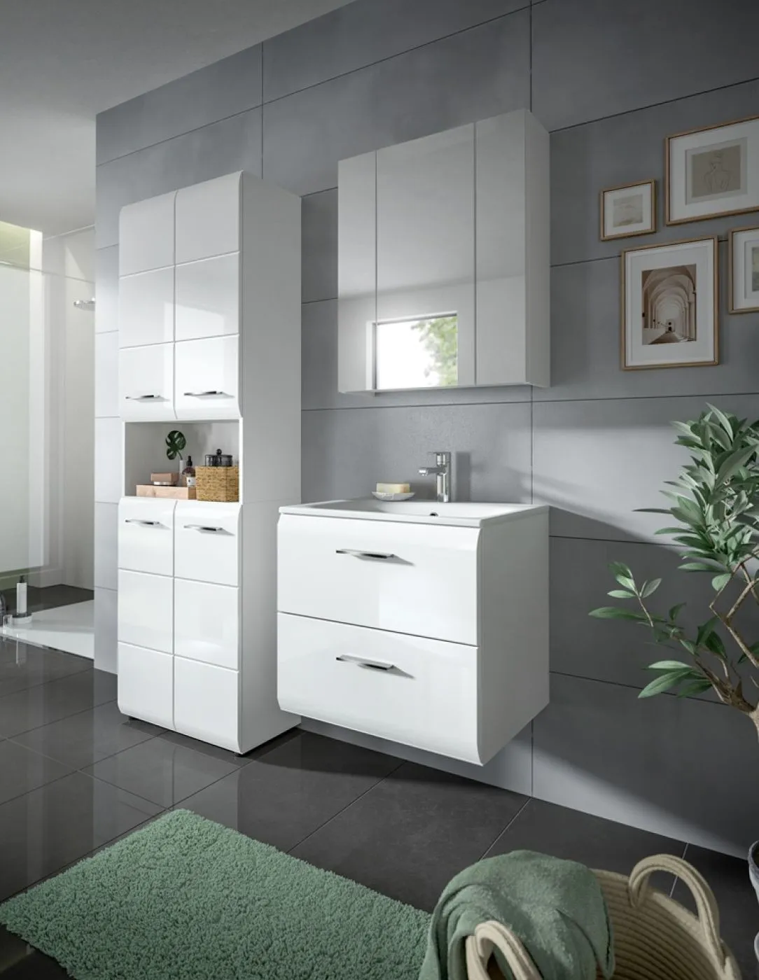 Bad Set Ice 7 | 3-teilig | weiß / weiß Hochglanz