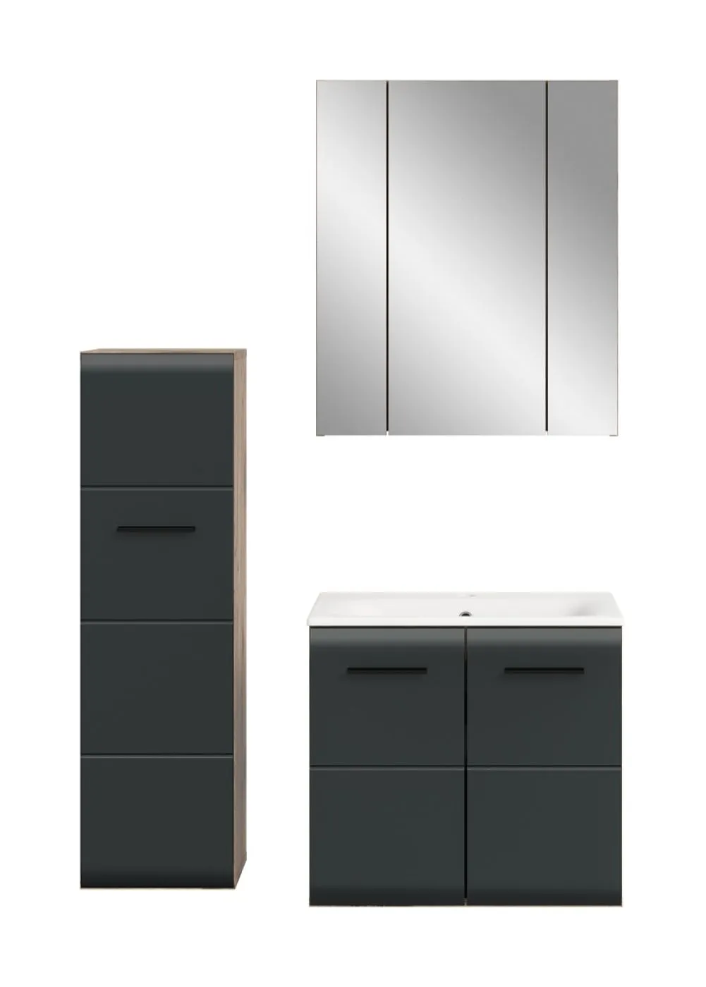 Bad Set Ice 8 | 3-teilig | Nox Oak / schwarz matt ohne