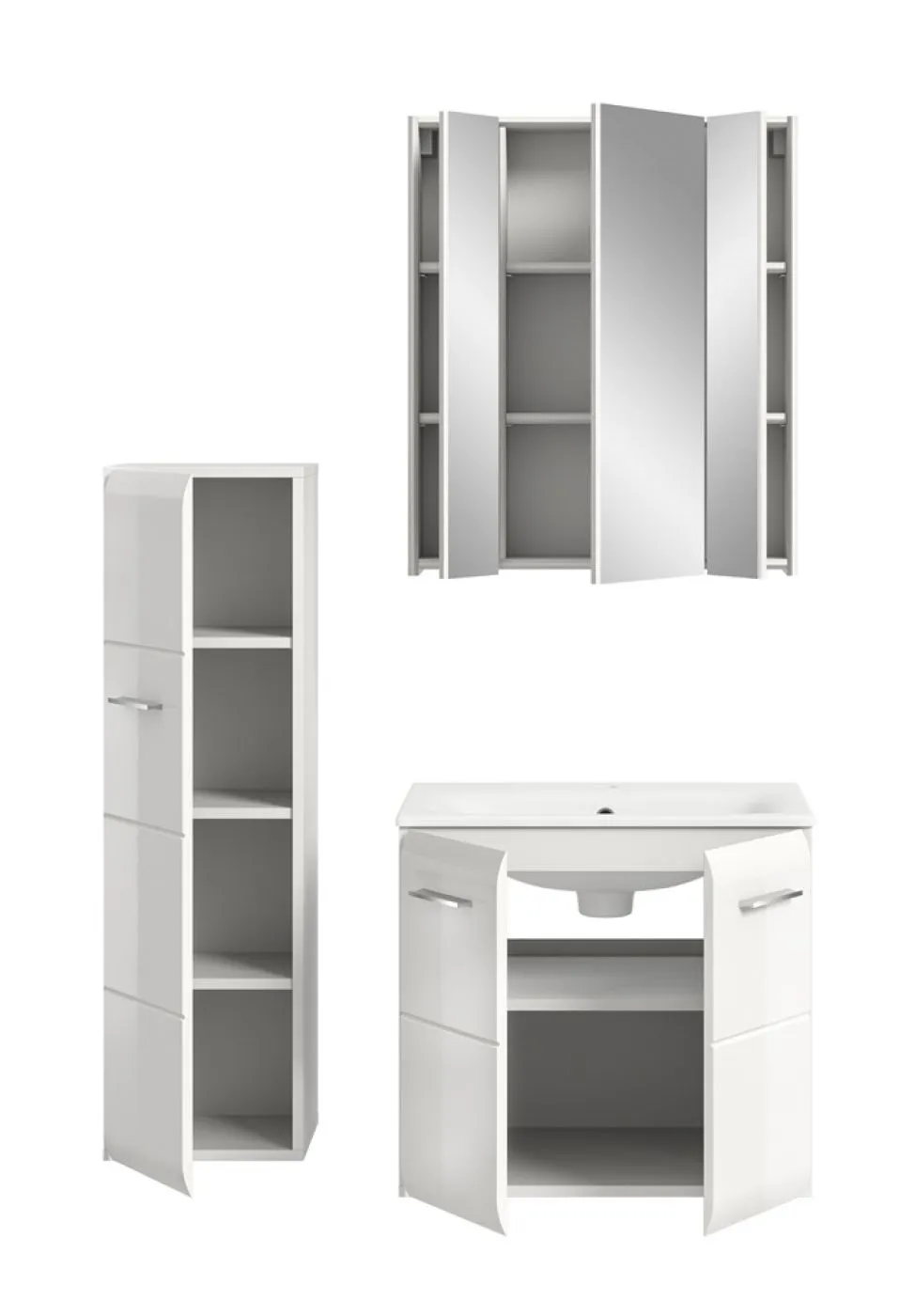 Bad Set Ice 8 | 3-teilig | weiß / weiß Hochglanz