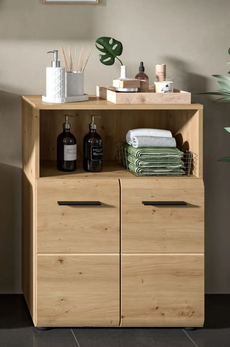 Bad Set Ice 8 | 4-teilig | Artisan Oak mit Aufsatzleuchte