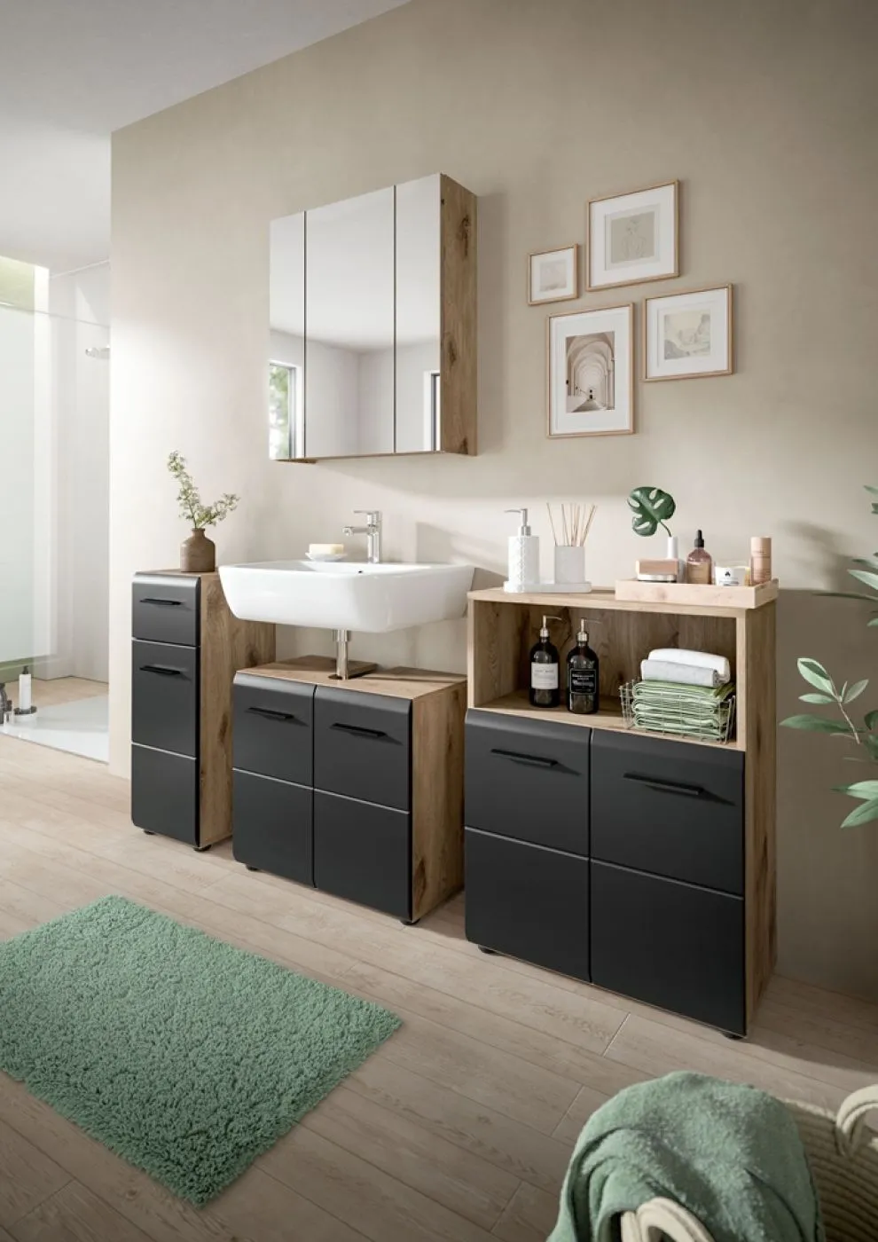 Bad Set Ice 8 | 4-teilig | Nox Oak / schwarz matt ohne 1
