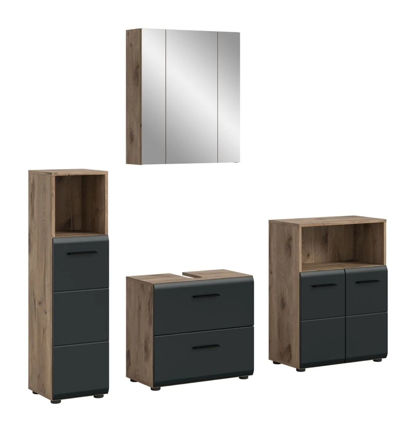 Bad Set Ice 8 | 4-teilig | Nox Oak / schwarz matt ohne