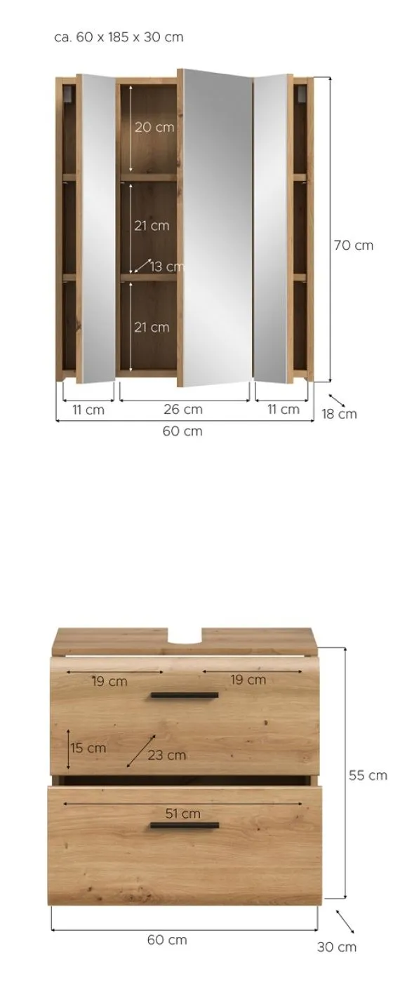 Bad Set Ice 9 | 2-teilig | Artisan Oak ohne