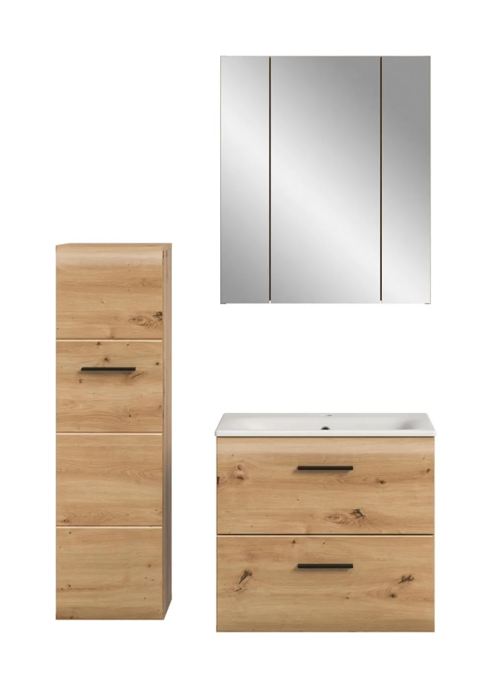 Bad Set Ice 9 | 3-teilig | Artisan Oak mit Badaufsatzleuchte