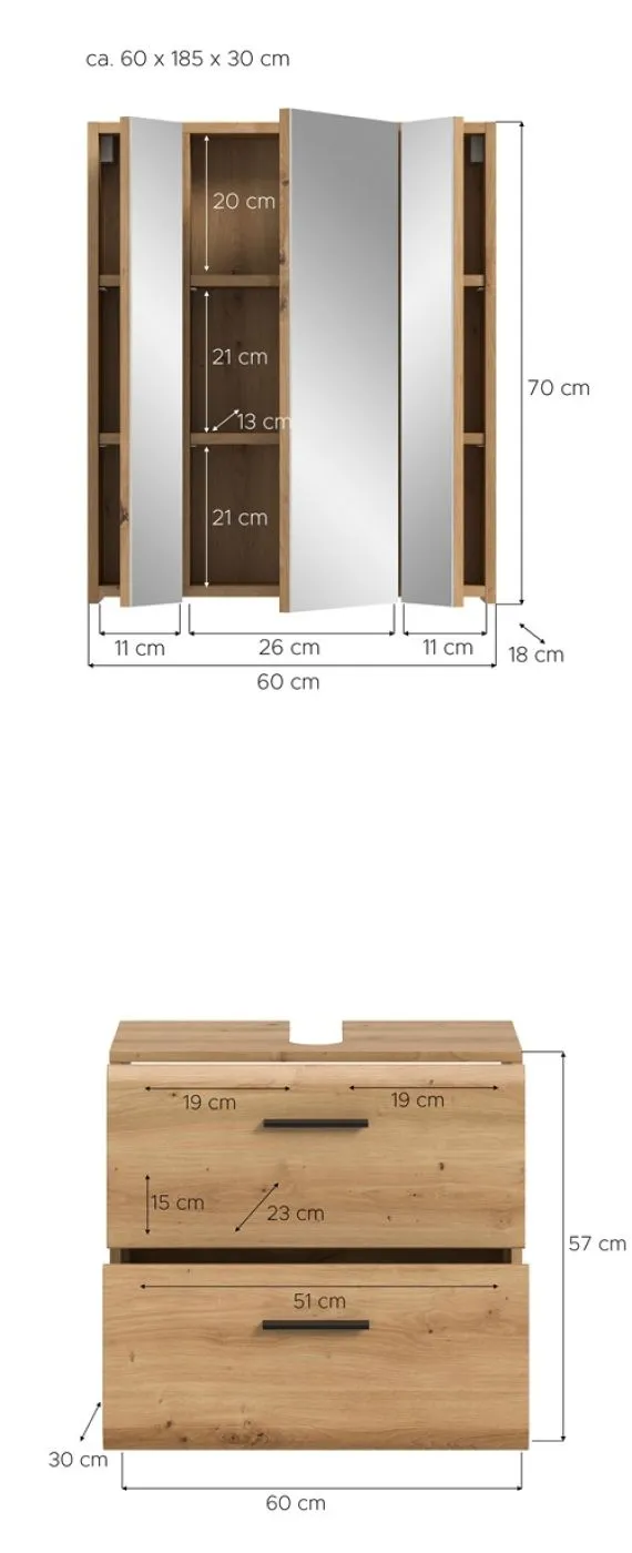 Bad Set Ice auf Rollen | 2-teilig | Artisan Oak
