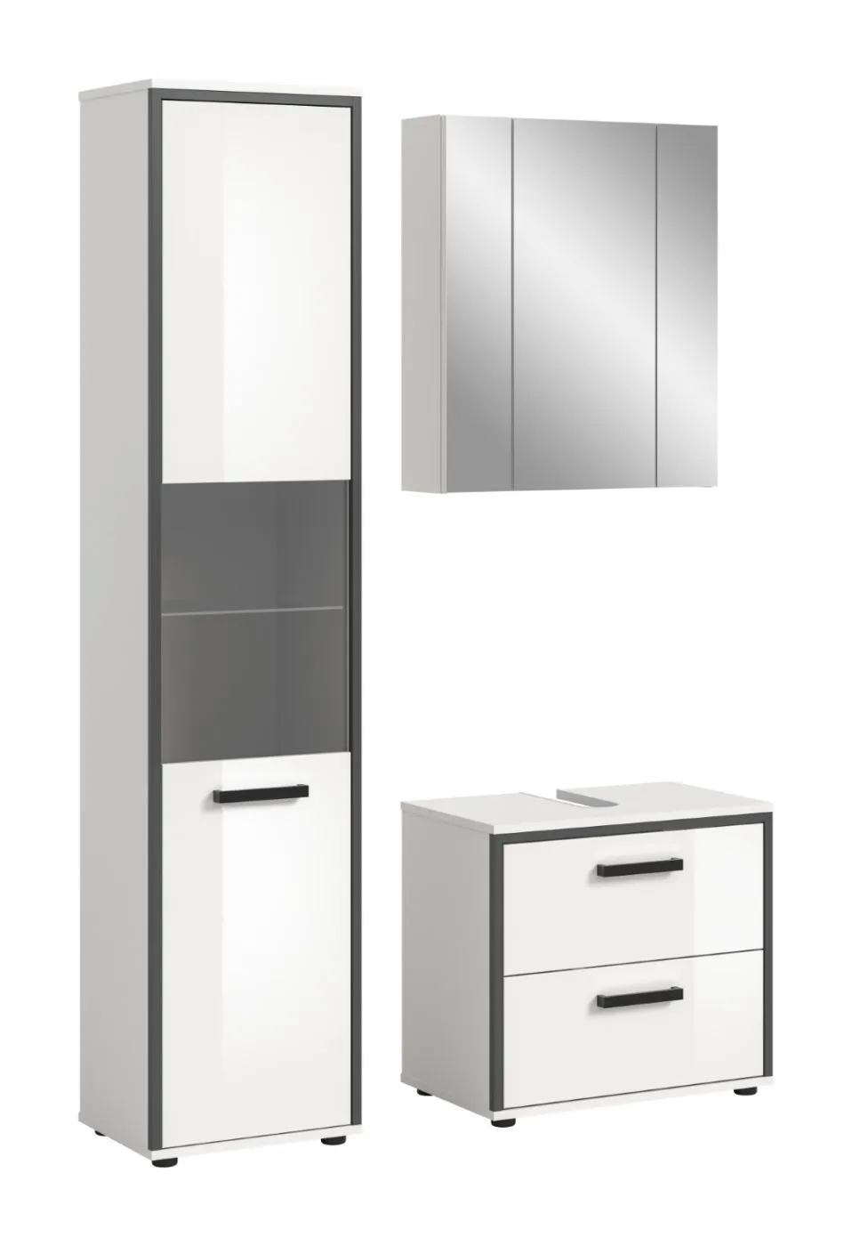 Bad Set Kojak 2 | 3-teilig | weiß / weiß Hochglanz | ohne Beleuchtung