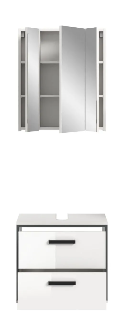 Bad Set Kojak 4 | 2-teilig | weiß / weiß Hochglanz | ohne Beleuchtung