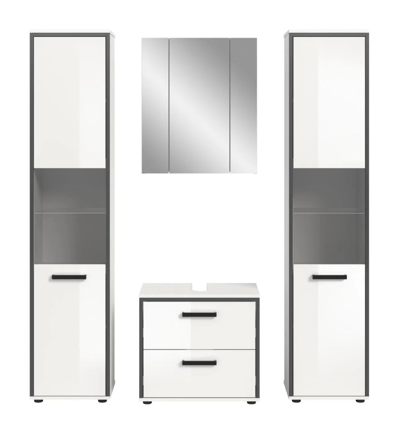 Bad Set Kojak 5 | 4-teilig | weiß / weiß Hochglanz | optional Beleuchtung