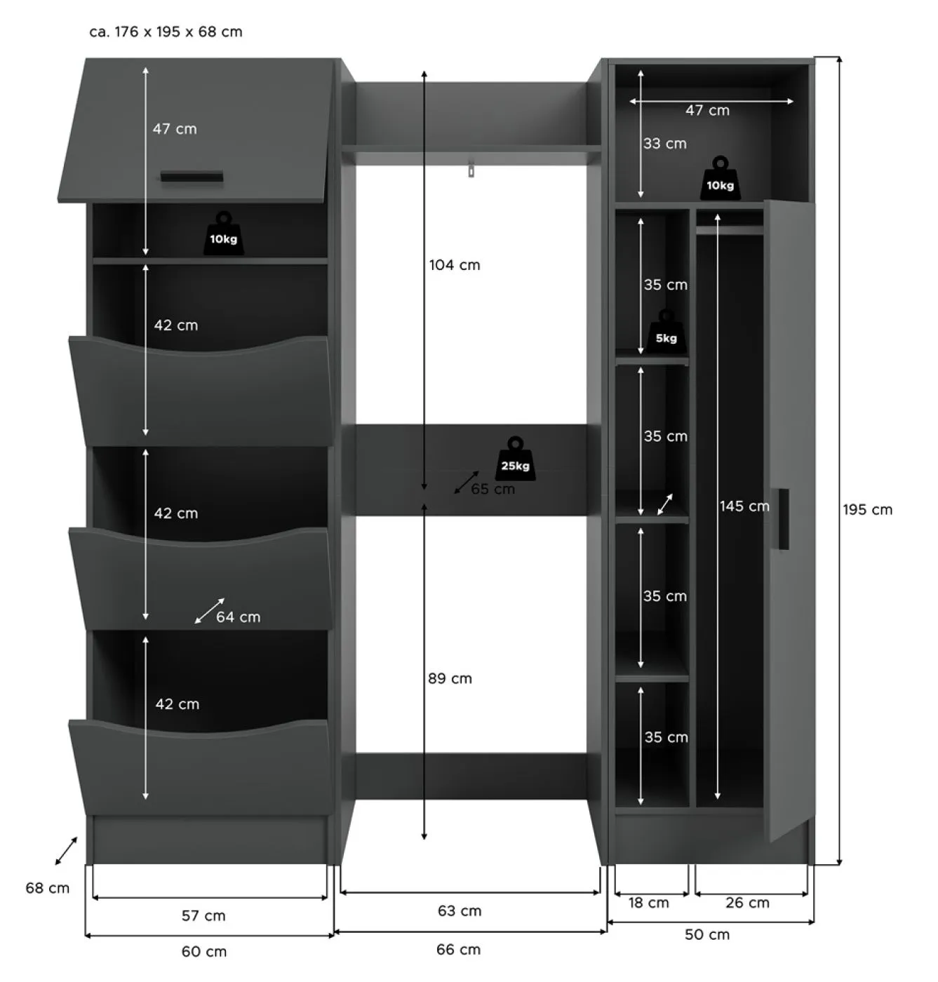 Bad Set Waschmaschinenumbau Set Free 1 | 3-teilig | anthrazit