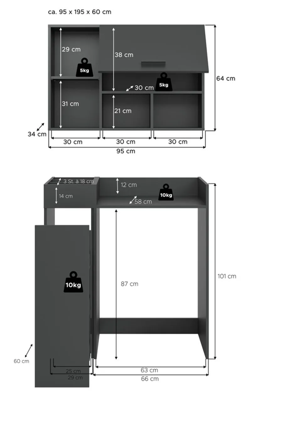 Bad Set Waschmaschinenumbau Set Free | 3-teilig | anthrazit
