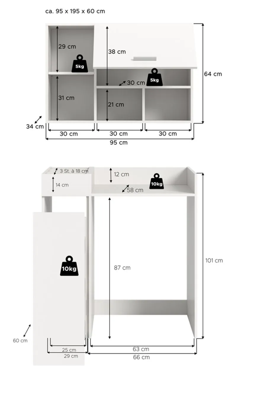 Bad Set Waschmaschinenumbau Set Free | 3-teilig | weiß