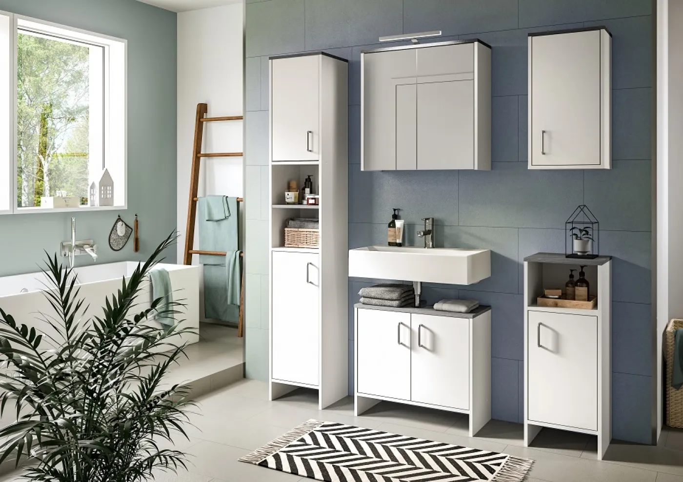 Badezimmer Kommode Los Angeles | weiß / rauchsilber