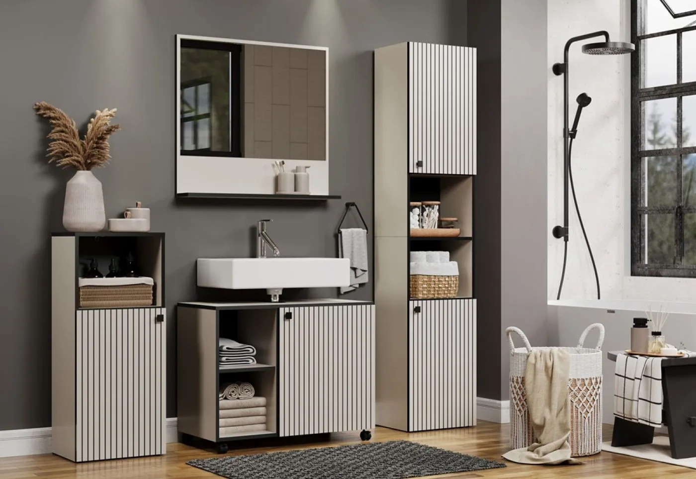 Badezimmer Kommode Pure Bliss, Kashmir Hellgrau Dekor – Ansicht 5
