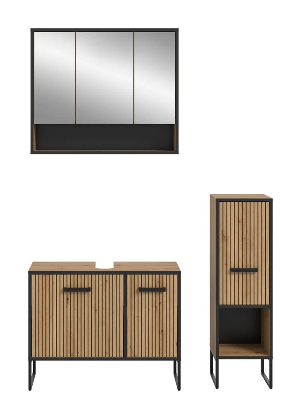 Badezimmer-Set Bagno 1 | Artisan Oak | 3-teilig mit Beleuchtung