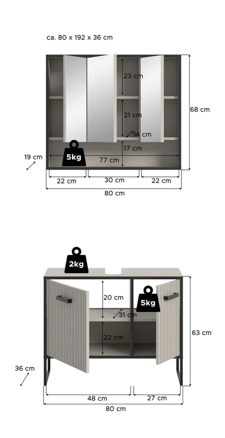 Badezimmer-Set Bagno 2 | Kaschmir | 2-teilig