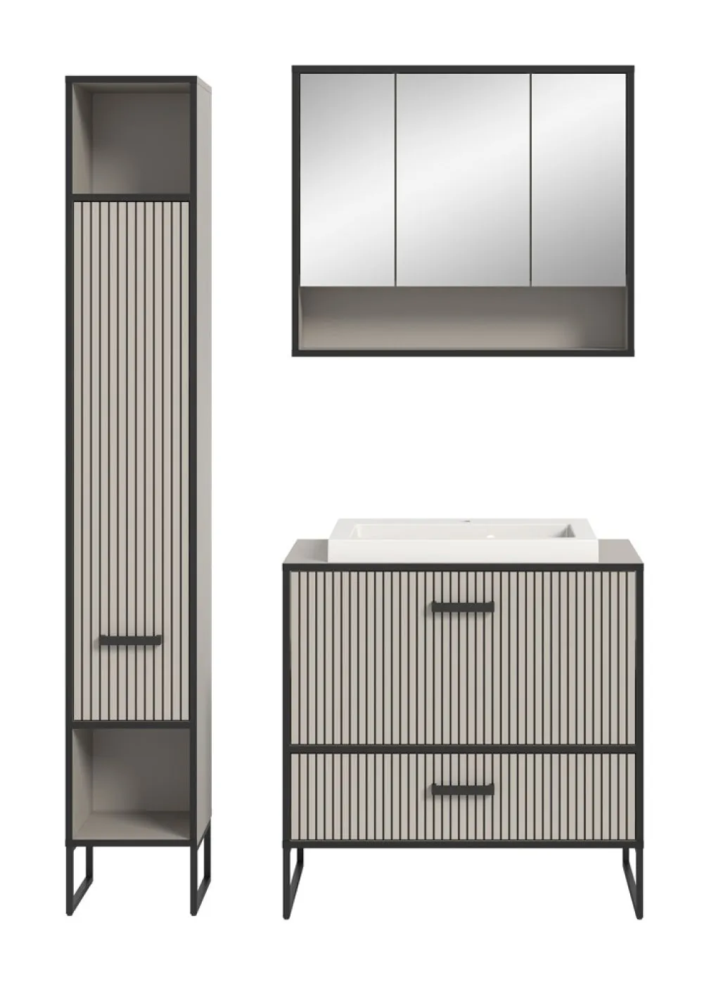 Badezimmer-Set Bagno 2 | Kaschmir | 3-teilig | inkl. Waschbecken