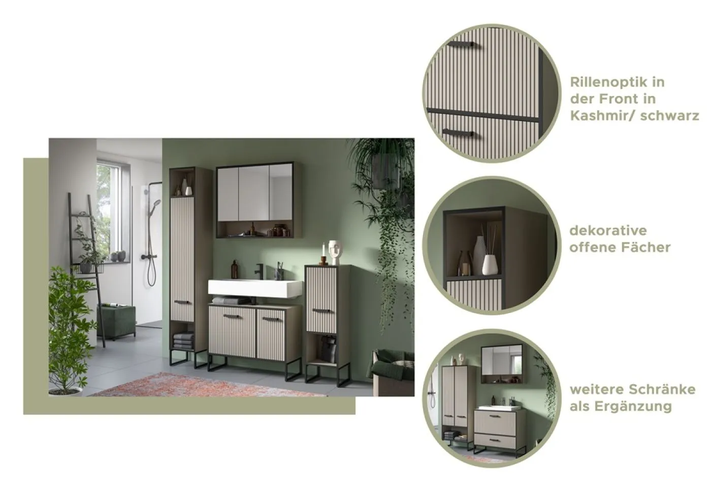 Badezimmer-Set Bagno 2 | Kaschmir | 3-teilig | inkl. Waschbecken