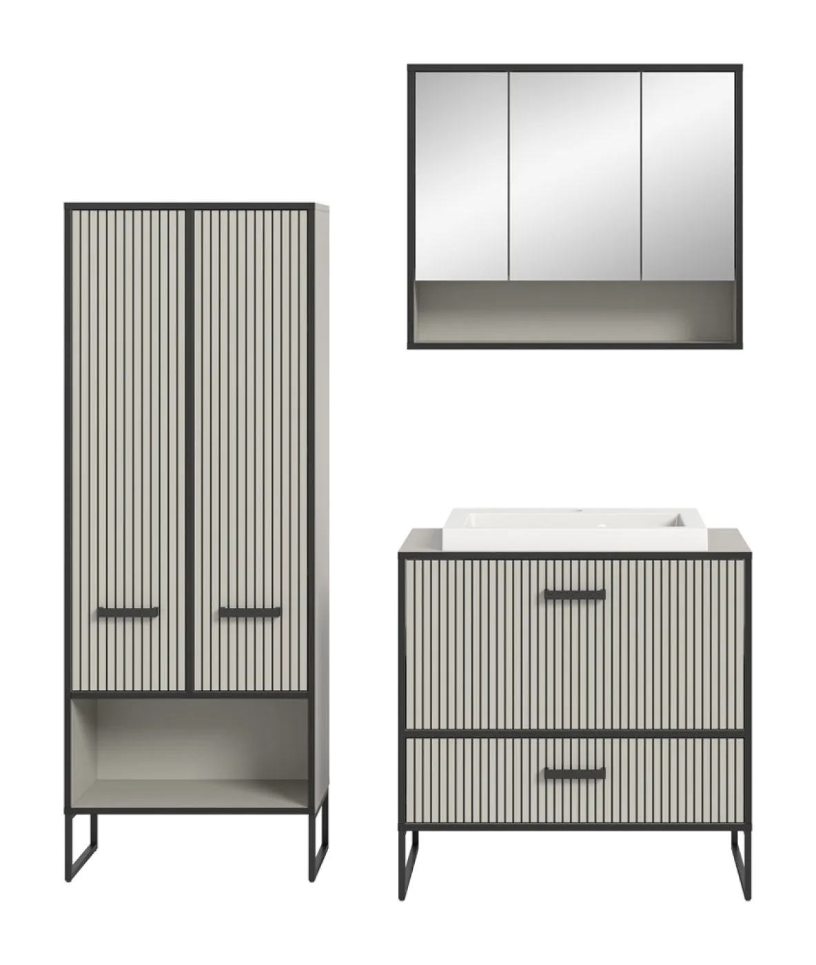 Badezimmer-Set Bagno | Kaschmir | 3-teilig | inkl. Waschbecken