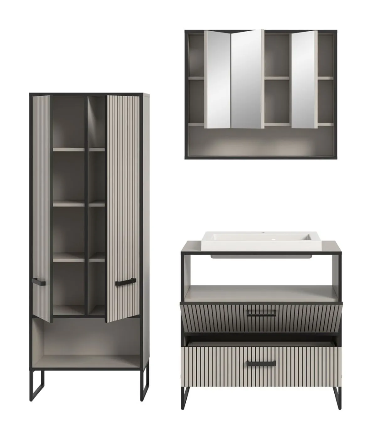 Badezimmer-Set Bagno | Kaschmir | 3-teilig | inkl. Waschbecken