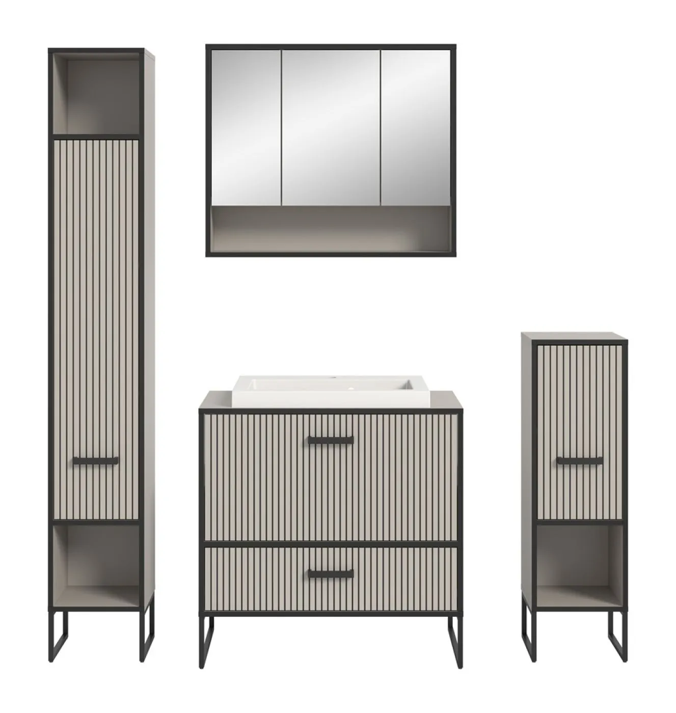 Badezimmer-Set Bagno | Kaschmir | 4-teilig | inkl. Waschbecken