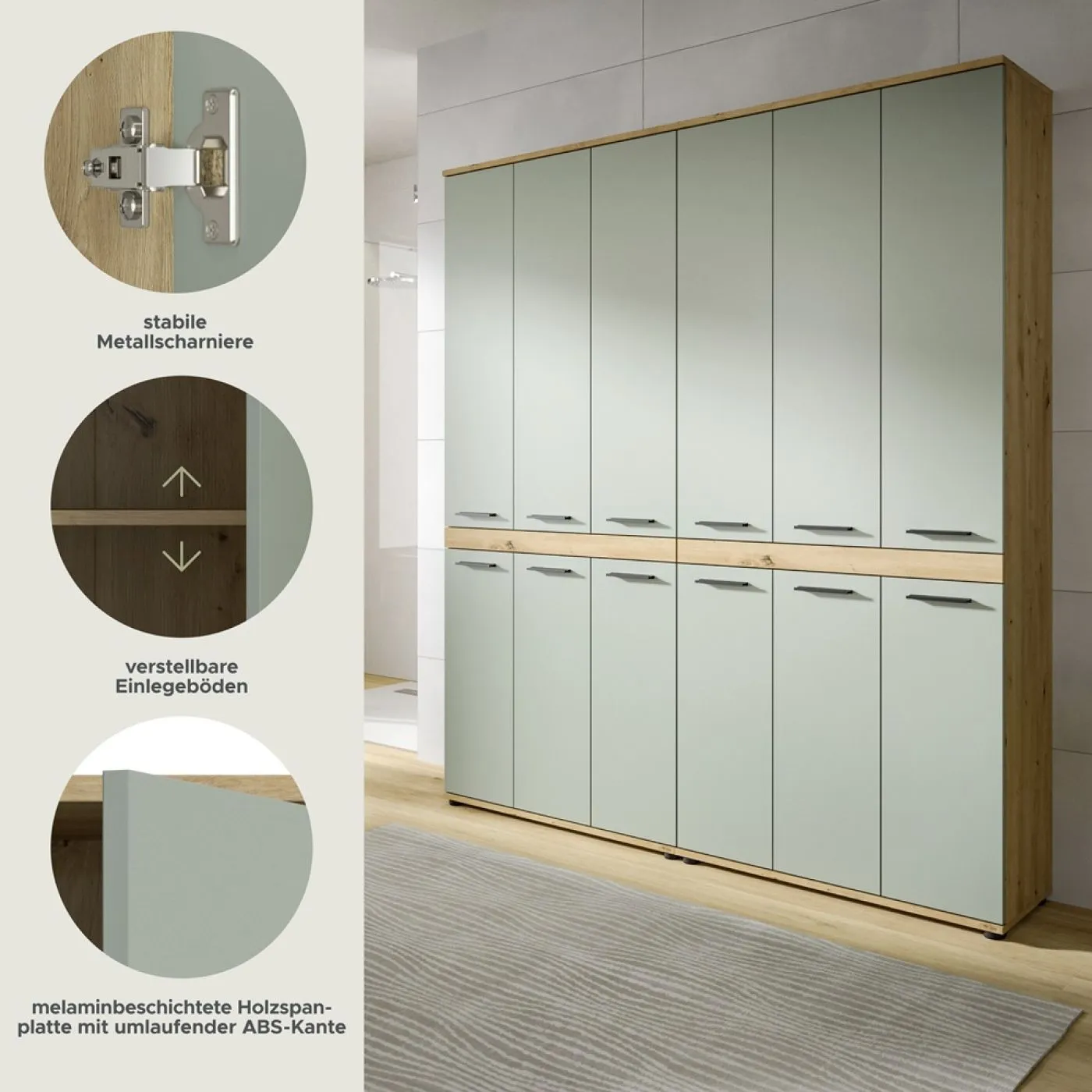 Badezimmer-Set Blake 1 | Salbei / Artisan Eiche | 2-teilig