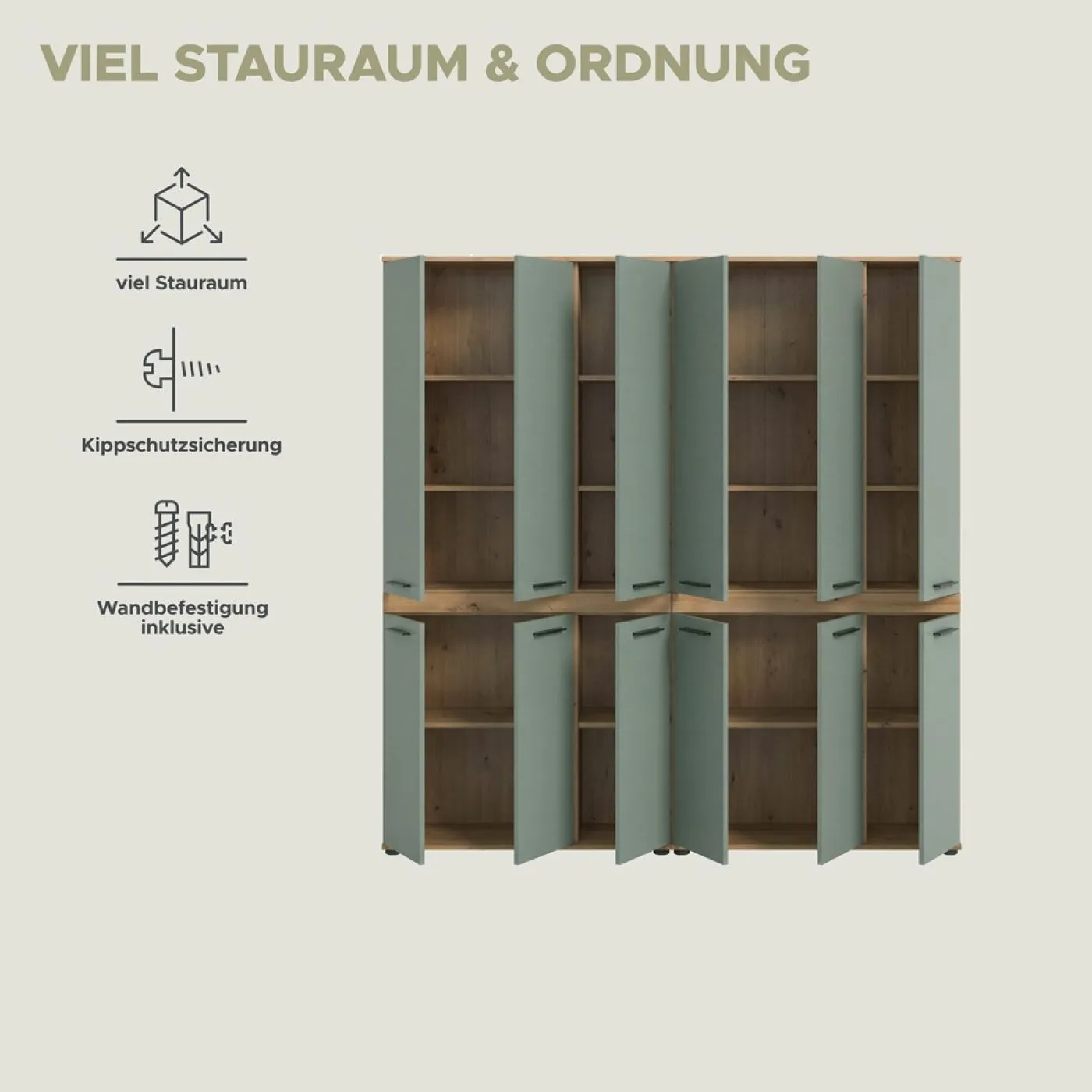 Badezimmer-Set Blake 1 | Salbei / Artisan Eiche | 2-teilig