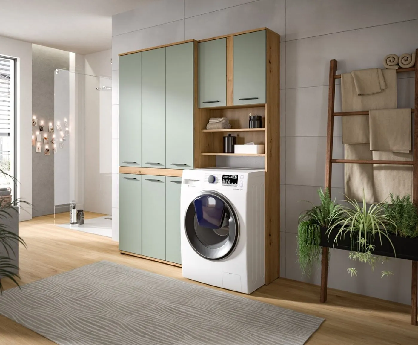 Badezimmer-Set Blake 2 | Salbei / Artisan Eiche | 2-teilig