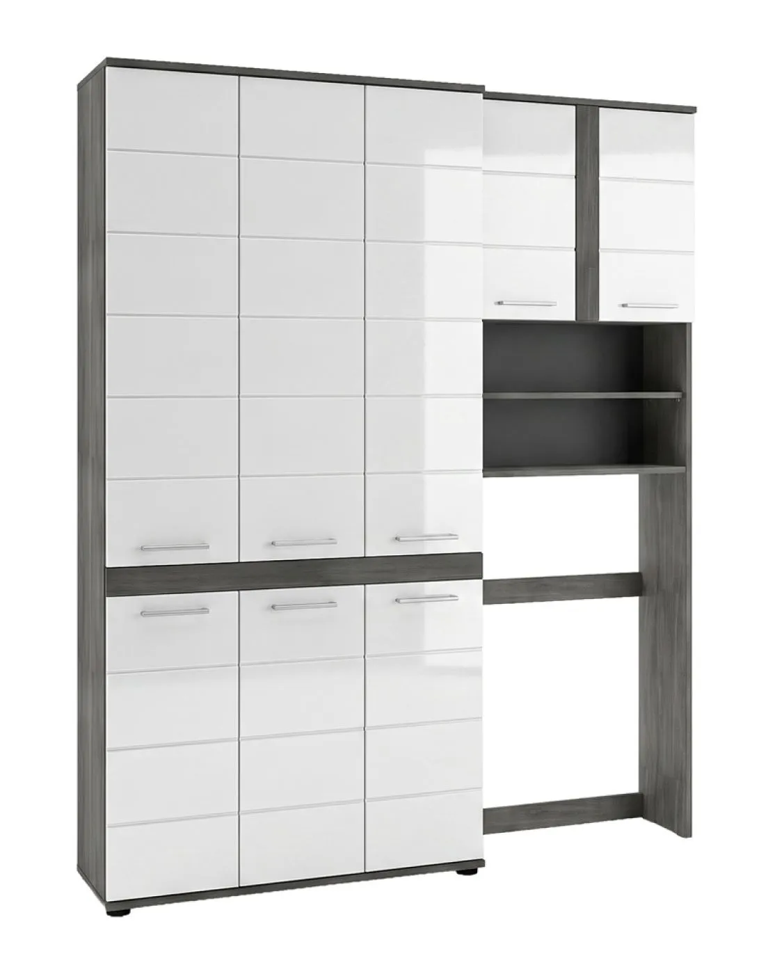 Badezimmer-Set Blake 2 | weiß Hochglanz / rauchsilber | 2-teilig