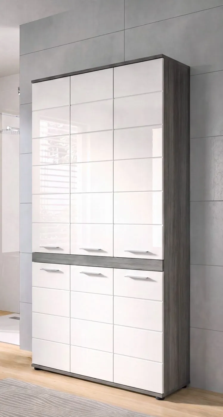 Badezimmer-Set Blake 2 | weiß Hochglanz / rauchsilber | 2-teilig