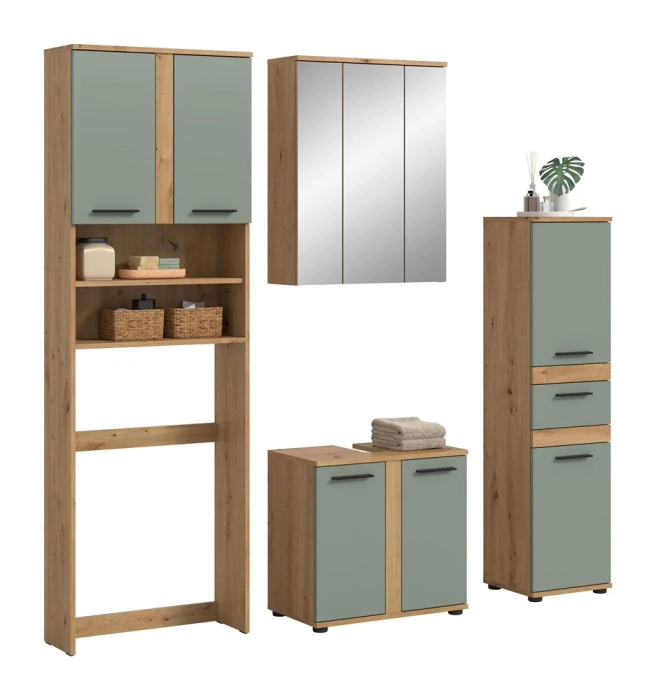 Badezimmer-Set Blake 4 | Salbei / Artisan Eiche | 4-teilig
