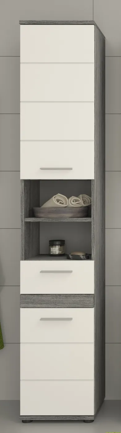 Badezimmer-Set Blake | weiß Hochglanz / rauchsilber | 3-teilig