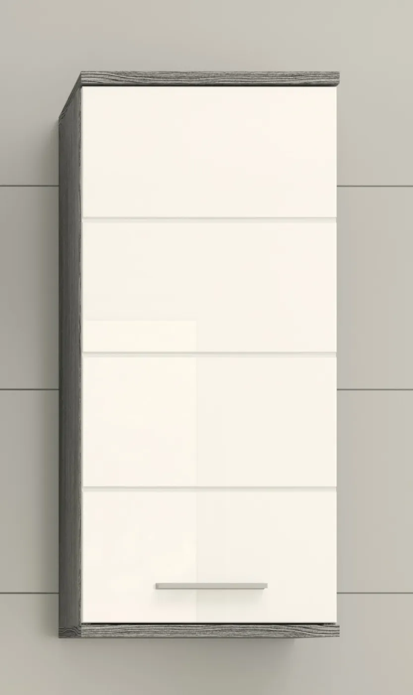 Badezimmer-Set Blake | weiß Hochglanz / rauchsilber | 4-teilig