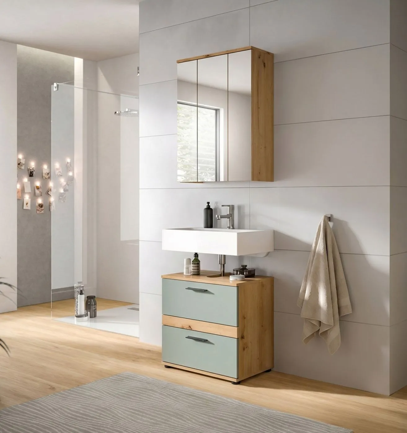 Badezimmer-Set Blake1 | Salbei / Artisan Eiche | 2-teilig