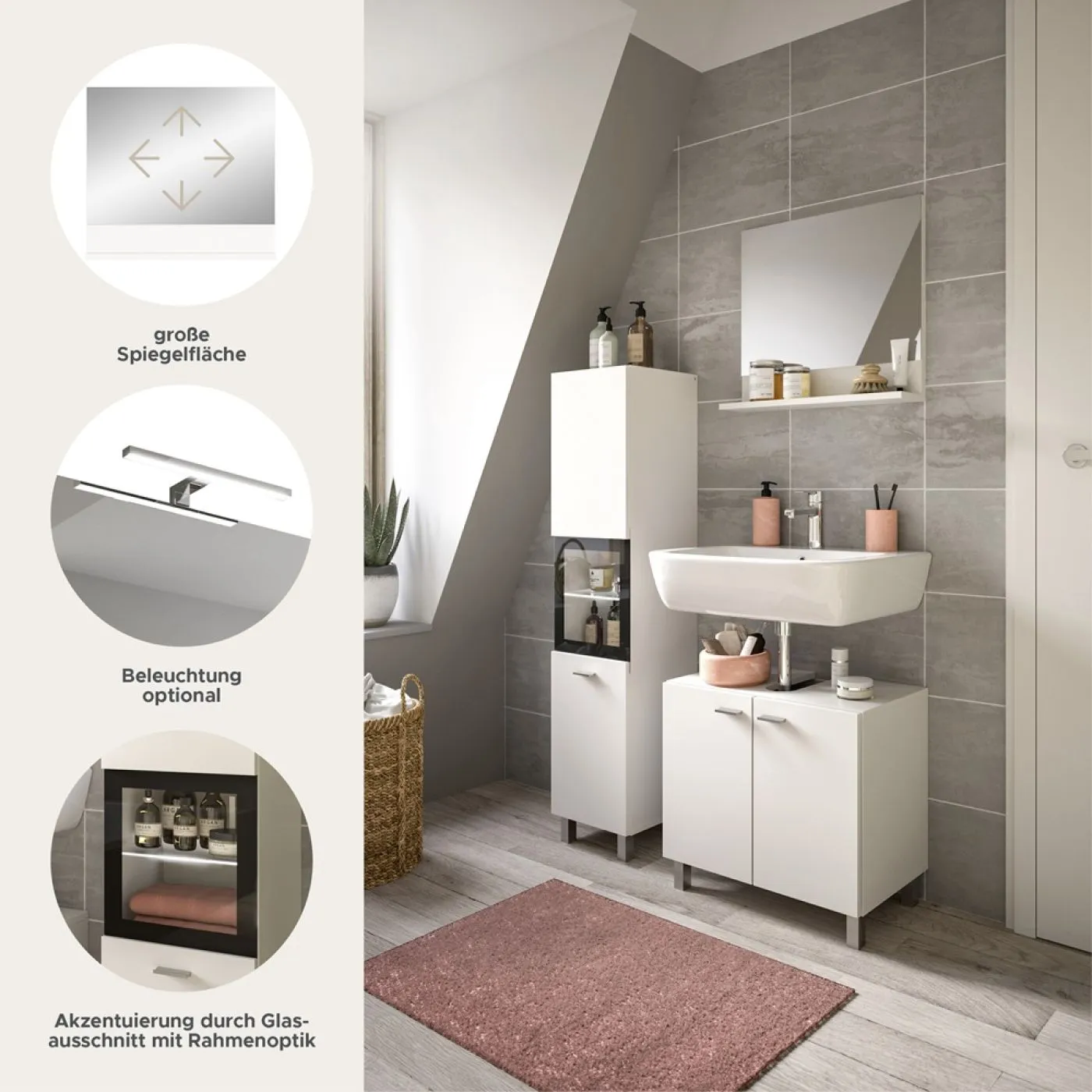 Badezimmer Set Boston 2 | 3-teilig | weiß