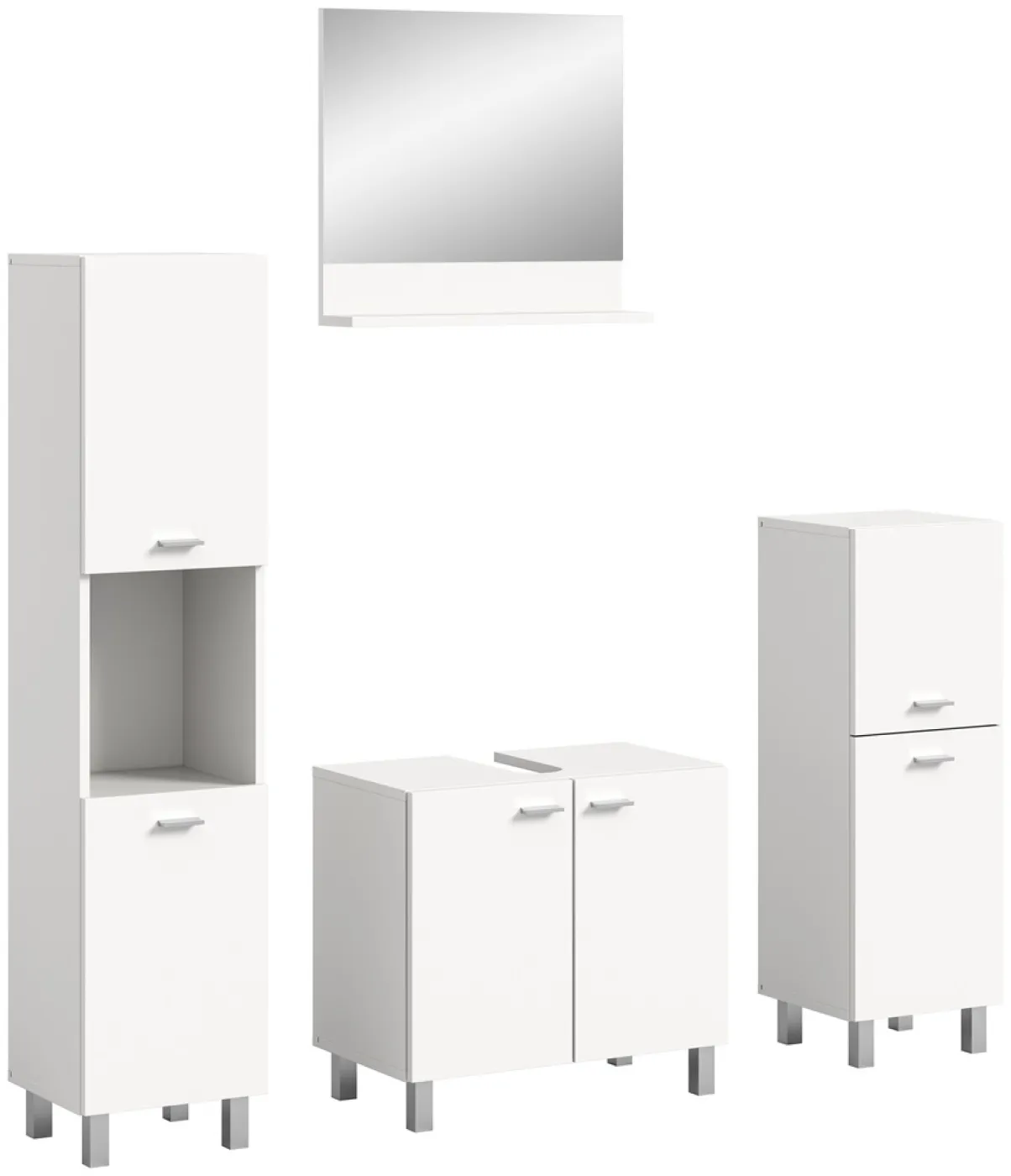 Badezimmer Set Boston 2 | 4-teilig | weiß | ohne Aufsatzleuchte